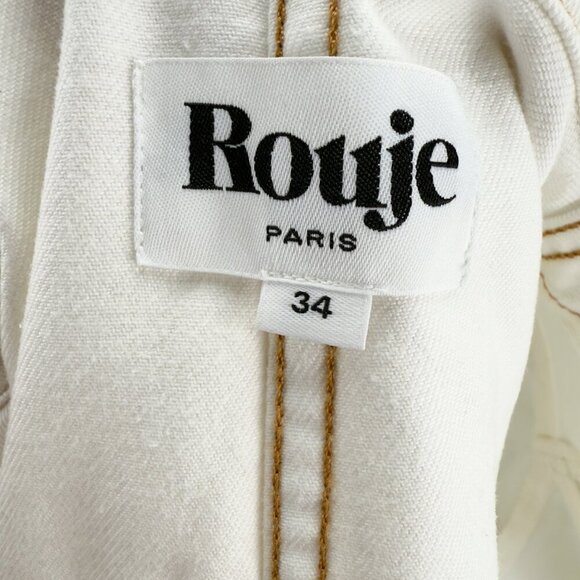 ROUJE Claude Safari Jacket White Denim Belt Western French sz 34 - Picture 3 of 10